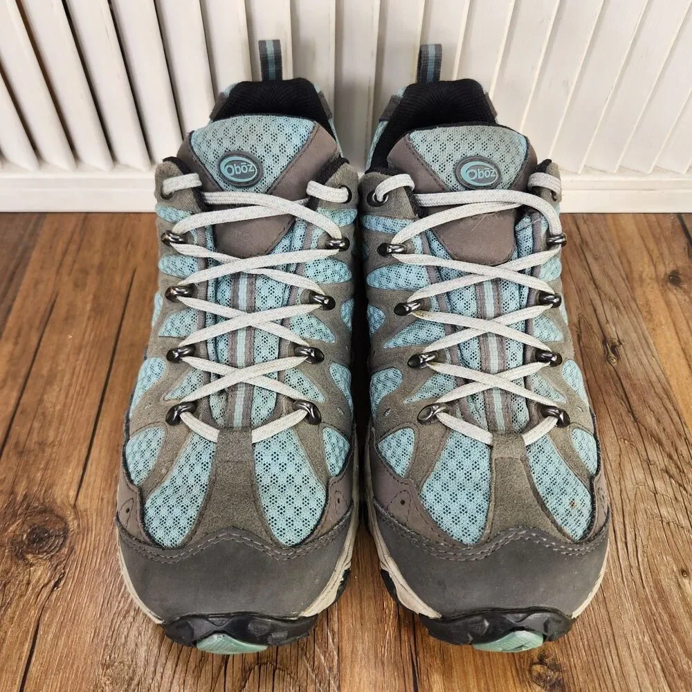 Oboz Luna Low Hiking Shoes Womens Sz 8.5 Blue Gray Outdoors Trail Trek Sneakers